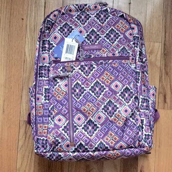 Vera Bradley Purple Geometric Backpack Lightweight Water-Resistant Laptop Bag - Picture 5 of 8